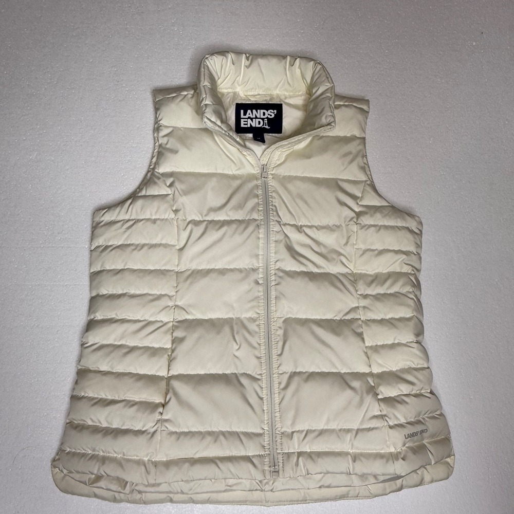 Lands' End Cream Puffer Vest